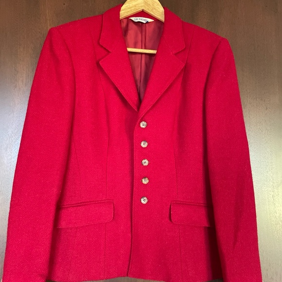 JG Hook Womens Wool Blazer Size 10 Cranberry Red Five Button Coat Jacket Vintage - Picture 1 of 13